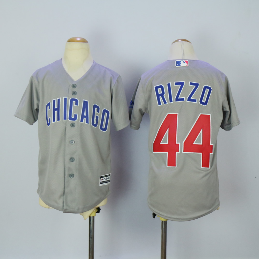 Youth Chicago Cubs 44 Rizzo Grey MLB Jerseys